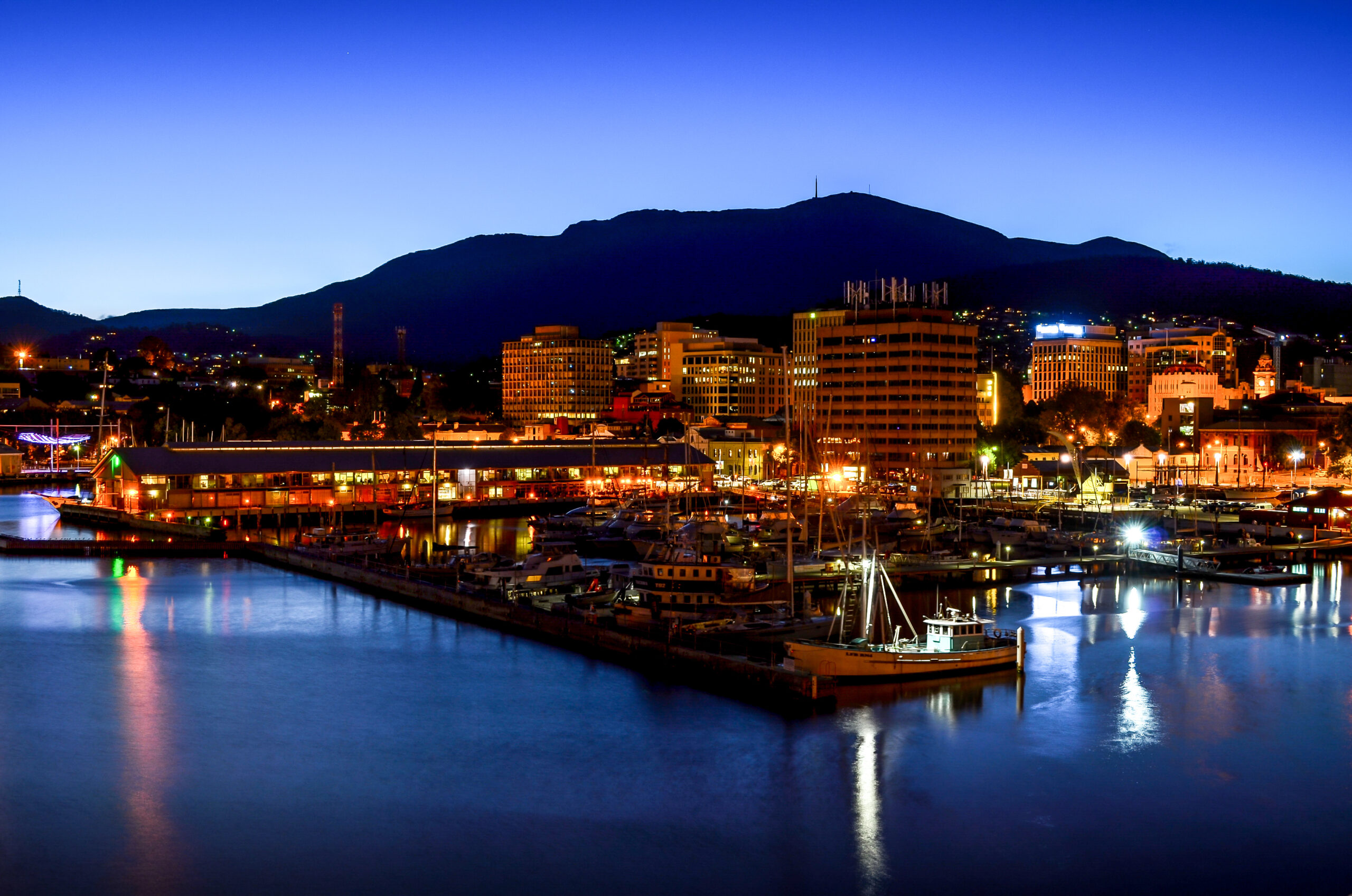 Hobart, Tasmania at night.